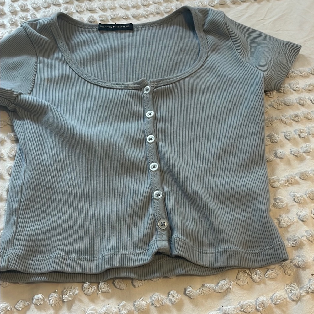 Brandy Melville Scoop Top Blue Button Up